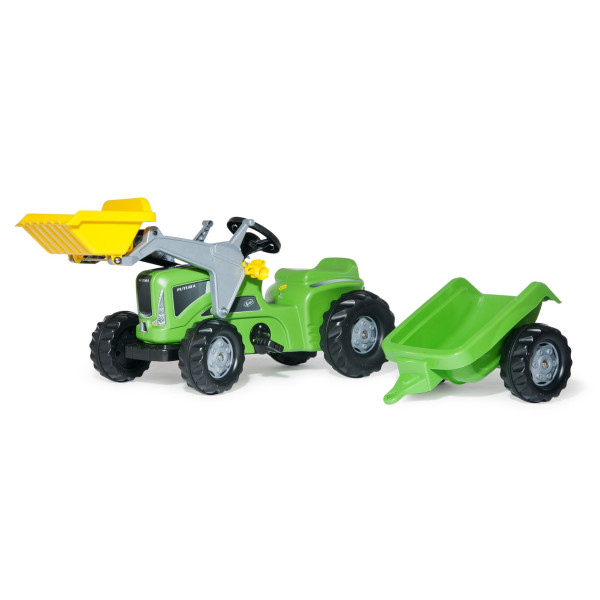 Futura, green R63003 Pedal tractor with front-loader and trailer