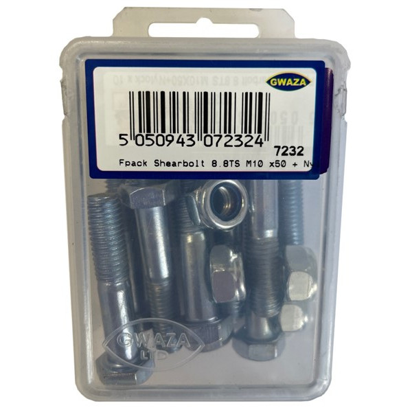 Gwaza 7232 - Fpack Shearbolt 8.8TS M10 x50 + Nyloc nut (10)