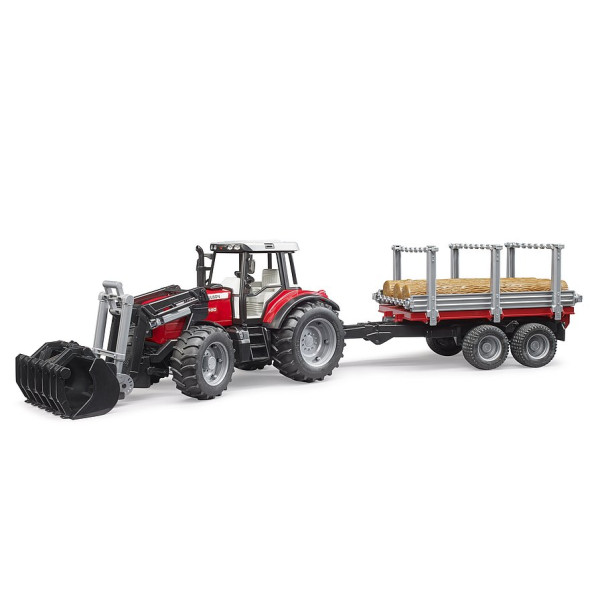 U02046 Massey Ferguson 7480 with front loader and timber trailer Bruder Toys