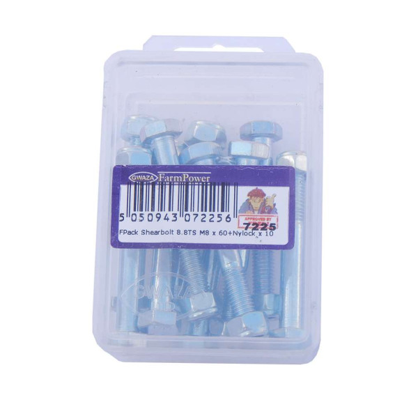 Gwaza 7225 - Fpack Shearbolt 8.8TS M8 x 60 Nyloc nut (10)