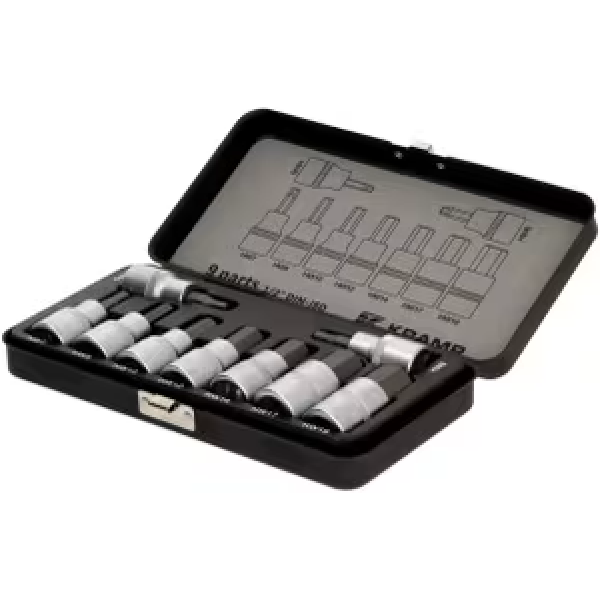 Bit Socket set 1/2" 6-point, 9-pieces, metric - 18049240092KR